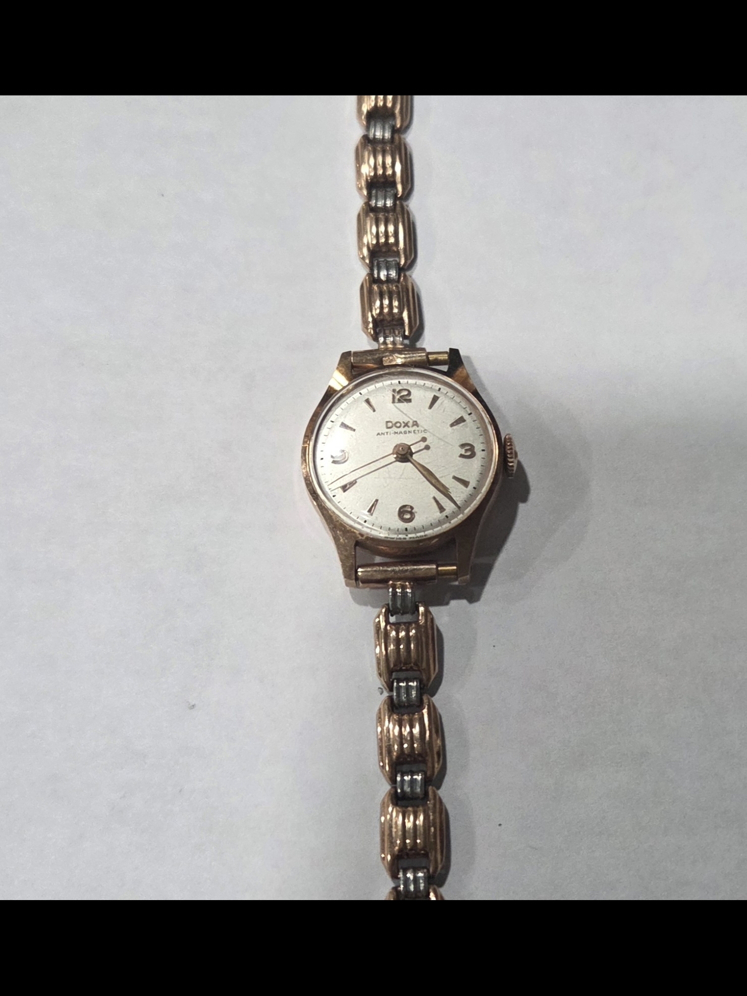 Doxa Vintage Ladies Solid Gold 14k Wristwatch Two Tone